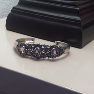 Unique amythest and 92.5 silver bracelet.